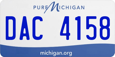 MI license plate DAC4158