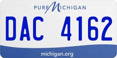 MI license plate DAC4162