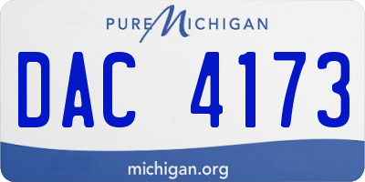 MI license plate DAC4173