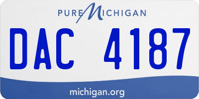 MI license plate DAC4187
