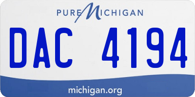 MI license plate DAC4194