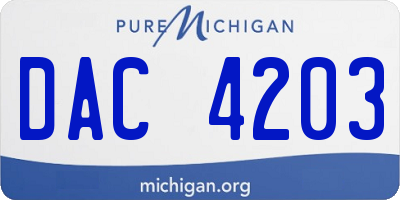 MI license plate DAC4203