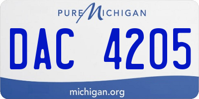 MI license plate DAC4205