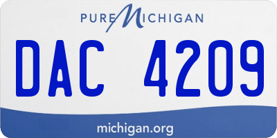 MI license plate DAC4209