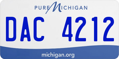 MI license plate DAC4212