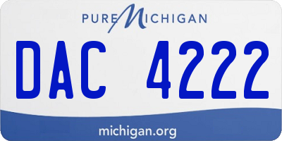 MI license plate DAC4222