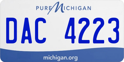 MI license plate DAC4223