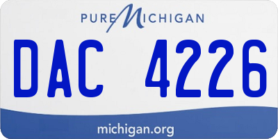 MI license plate DAC4226