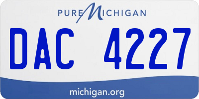 MI license plate DAC4227