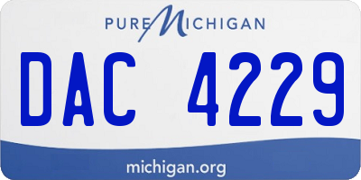 MI license plate DAC4229