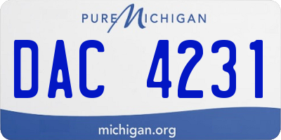 MI license plate DAC4231