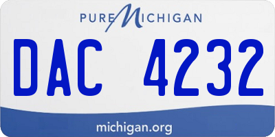 MI license plate DAC4232