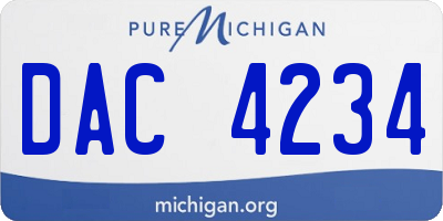 MI license plate DAC4234