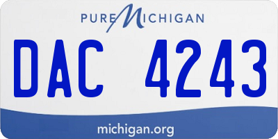 MI license plate DAC4243