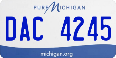 MI license plate DAC4245