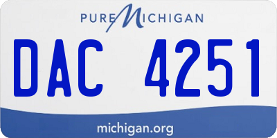 MI license plate DAC4251