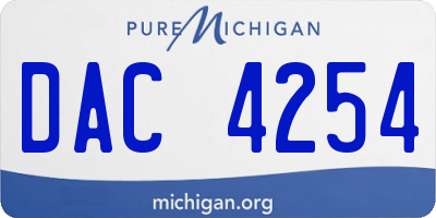 MI license plate DAC4254