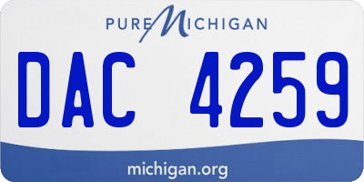 MI license plate DAC4259