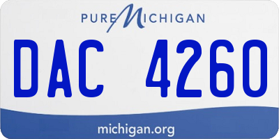 MI license plate DAC4260