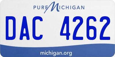 MI license plate DAC4262