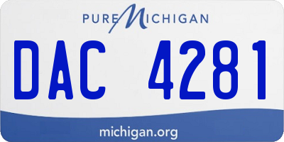 MI license plate DAC4281