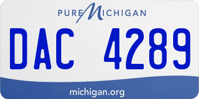 MI license plate DAC4289