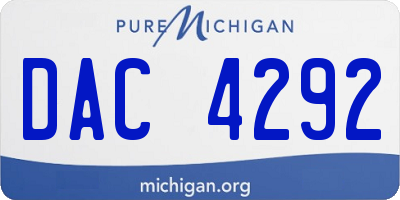 MI license plate DAC4292