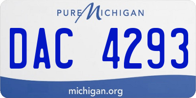 MI license plate DAC4293