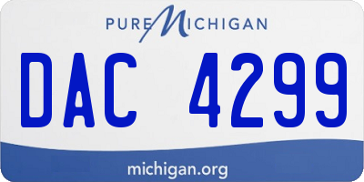 MI license plate DAC4299