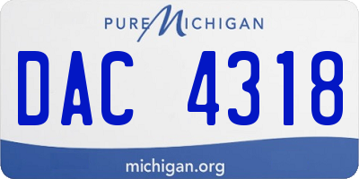 MI license plate DAC4318