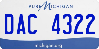 MI license plate DAC4322