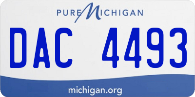MI license plate DAC4493