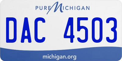MI license plate DAC4503