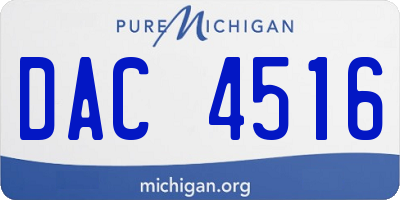 MI license plate DAC4516