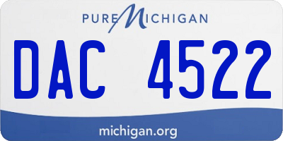 MI license plate DAC4522