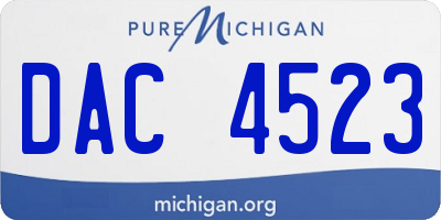 MI license plate DAC4523