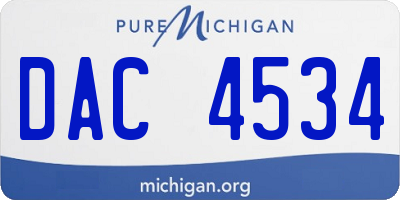 MI license plate DAC4534