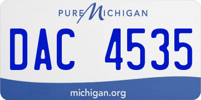 MI license plate DAC4535