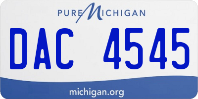 MI license plate DAC4545