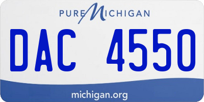 MI license plate DAC4550
