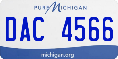 MI license plate DAC4566