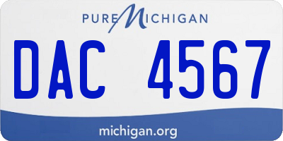 MI license plate DAC4567