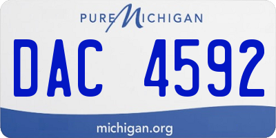 MI license plate DAC4592