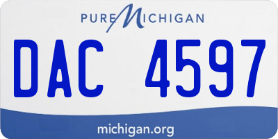 MI license plate DAC4597