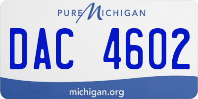 MI license plate DAC4602