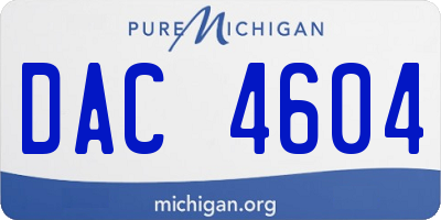 MI license plate DAC4604