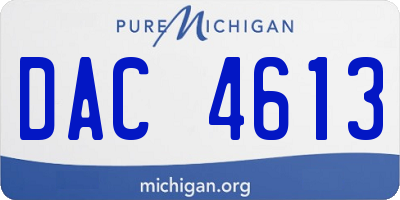 MI license plate DAC4613