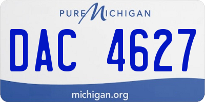 MI license plate DAC4627