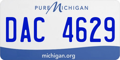 MI license plate DAC4629