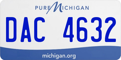 MI license plate DAC4632